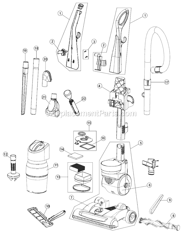 Page A Diagram and Parts List for UD40275  Dirt Devil Upright Vacuum